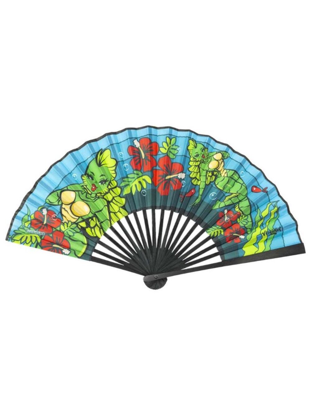 Creature Tiki Fabric Hand Fan 16" Wide NWT